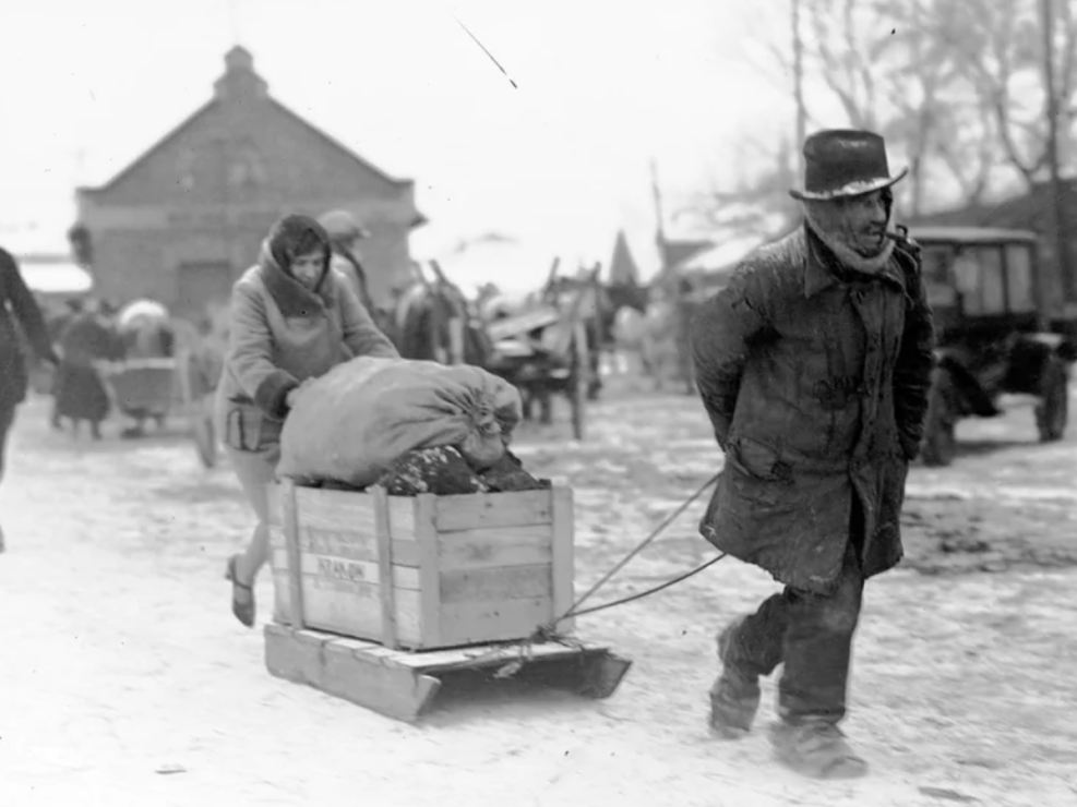 Sanie z węglem, Kraków, 1929 r.